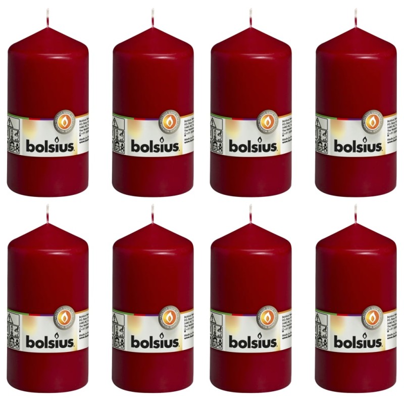 Bolsius Velas cilíndricas 8 pcs 130x68 mm vermelho-tinto-Velas-Home Retail