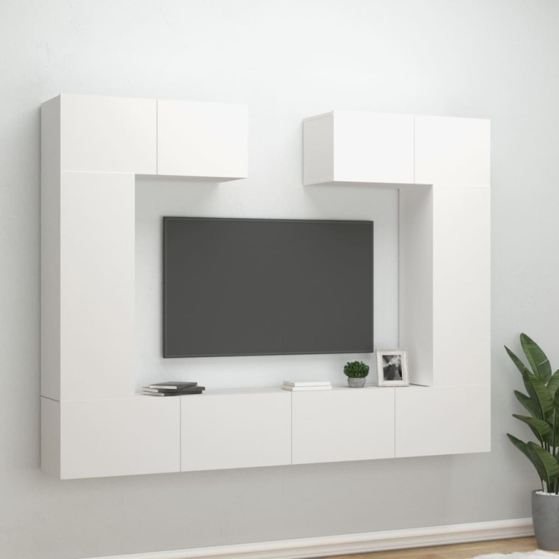 Conjunto móveis de TV 6 pcs madeira processada branco-Móveis de TV-Home Retail