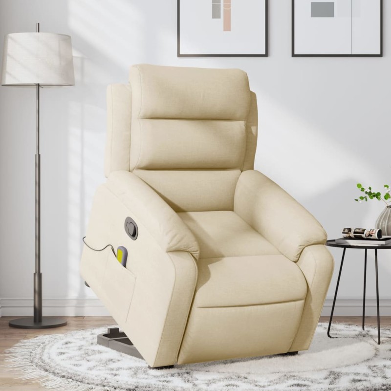 Poltrona elevatória de massagens tecido cor creme-Poltronas-Home Retail