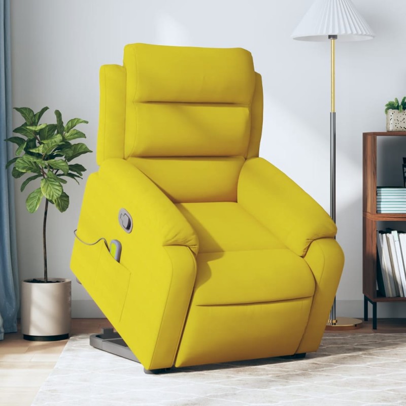 Poltrona elevatória de massagens veludo amarelo-Poltronas-Home Retail