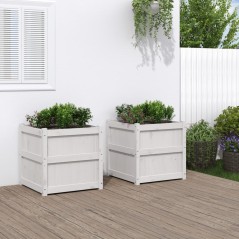 Vasos/floreiras de jardim 2 pcs madeira de pinho maciça branco