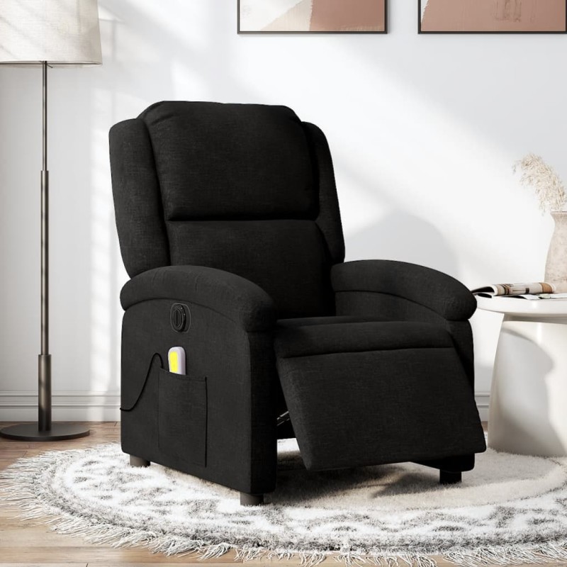 Poltrona reclinável de massagens elétrica tecido preto-Poltronas-Home Retail