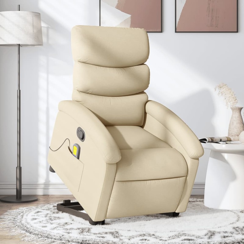 Poltrona elevatória de massagens tecido cor creme-Poltronas-Home Retail