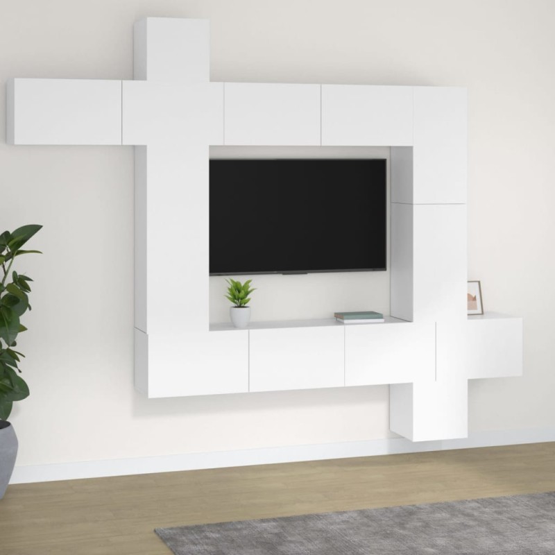 Conjunto móveis de TV 9 pcs madeira processada branco-Móveis de TV-Home Retail