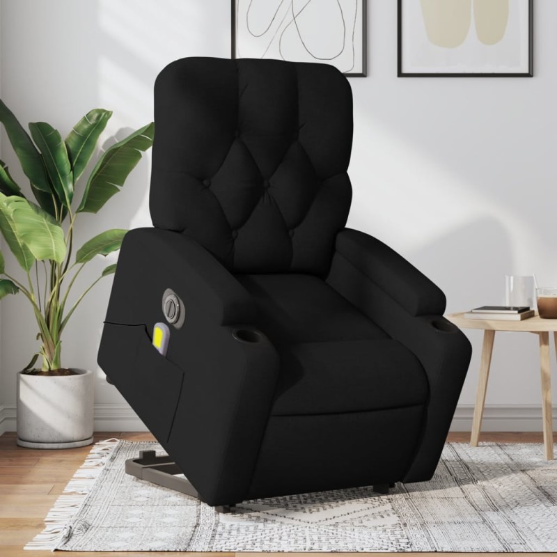 Poltrona elétrica elevatória massagens tecido preto-Poltronas-Home Retail