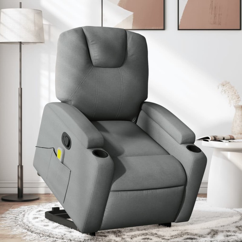 Poltrona elevatória de massagens tecido cinzento-escuro-Poltronas-Home Retail