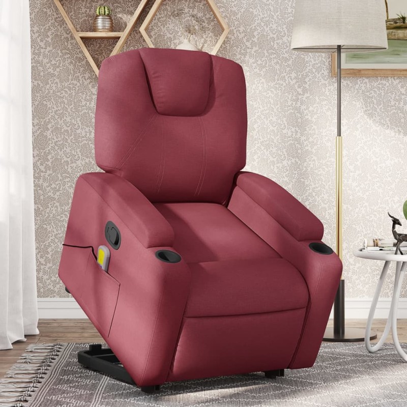 Poltrona de massagens reclin. elevatória tecido vermelho tinto-Poltronas-Home Retail