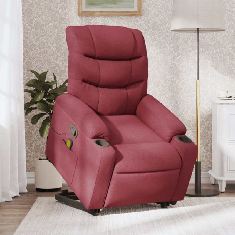 Poltrona de massagens reclin. elevatória tecido vermelho tinto-Poltronas-Home Retail