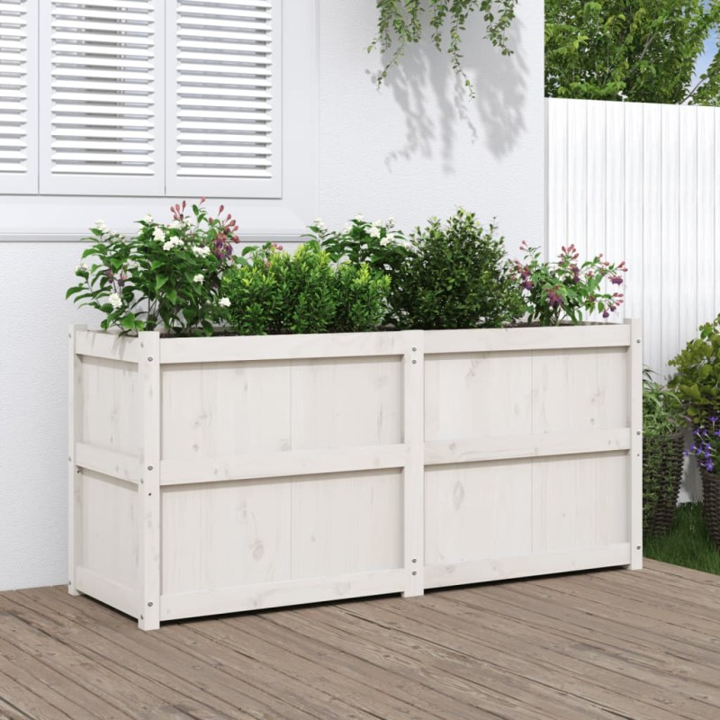 Vaso/floreira de jardim 150x50x70 cm pinho maciço branco-Vasos e floreiras-Home Retail