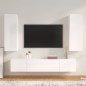 4 pcs conjunto móveis de TV madeira processada branco brilhante