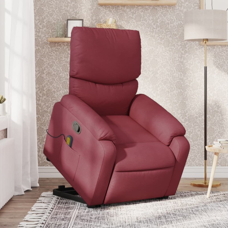 Poltrona de massagens reclin. elevatória tecido vermelho tinto-Poltronas-Home Retail