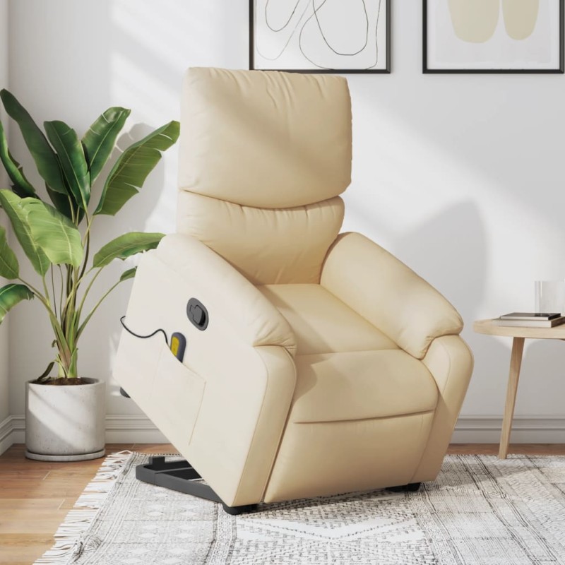 Poltrona elevatória de massagens tecido cor creme-Poltronas-Home Retail