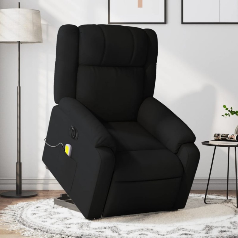 Poltrona elétrica elevatória massagens tecido preto-Poltronas-Home Retail