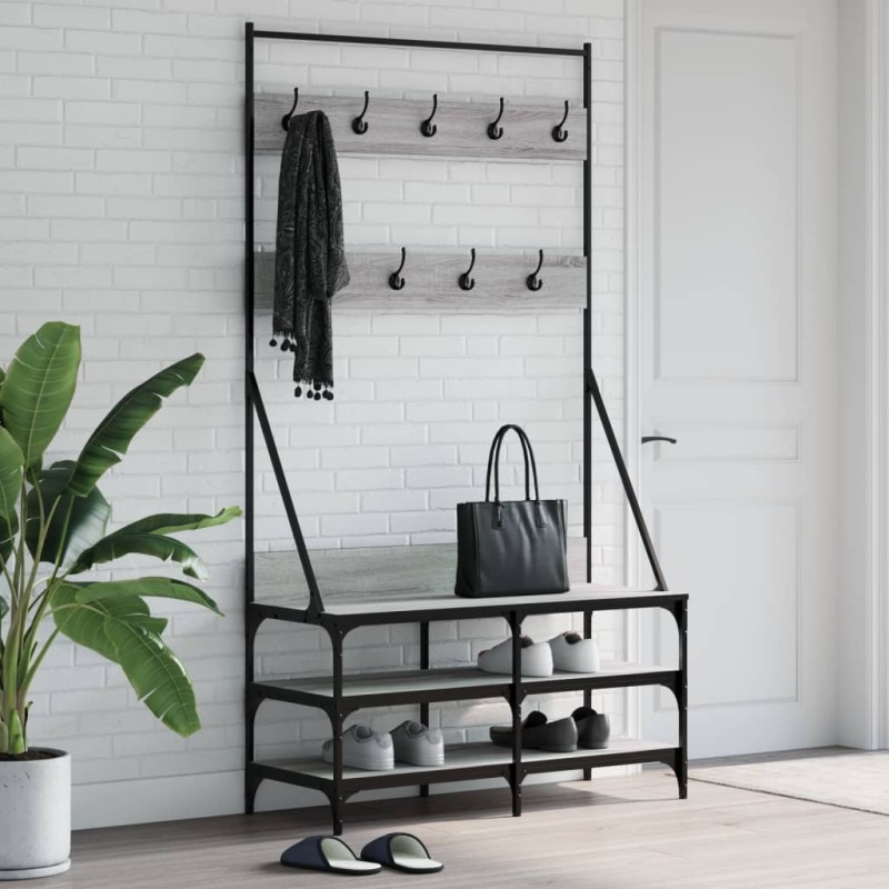 Bengaleiro com arrumação calçado 100x40x184 cm cinza sonoma-Cabides para vestidos-Home Retail