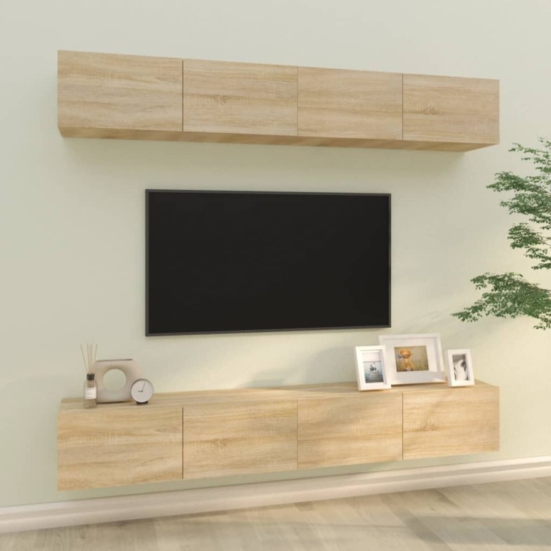 Móveis de TV para parede 4 pcs 100x30x30 cm carvalho sonoma-Móveis de TV-Home Retail