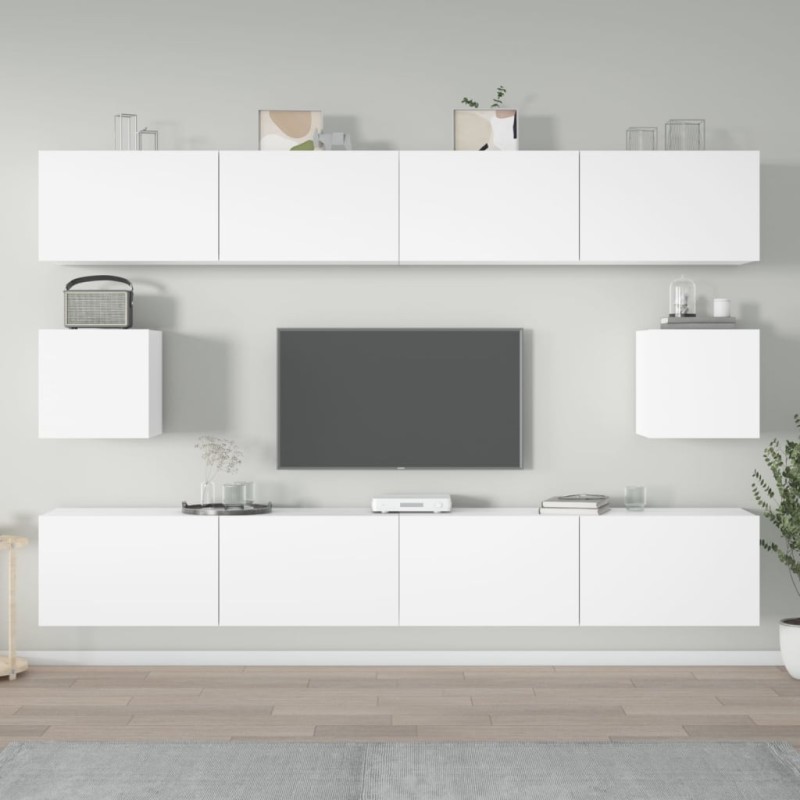 Conjunto móveis de TV 6 pcs madeira processada branco-Móveis de TV-Home Retail