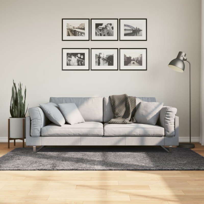 Tapete pelo curto macio e lavável HUARTE 100x200 cm antracite-Tapetes-Home Retail