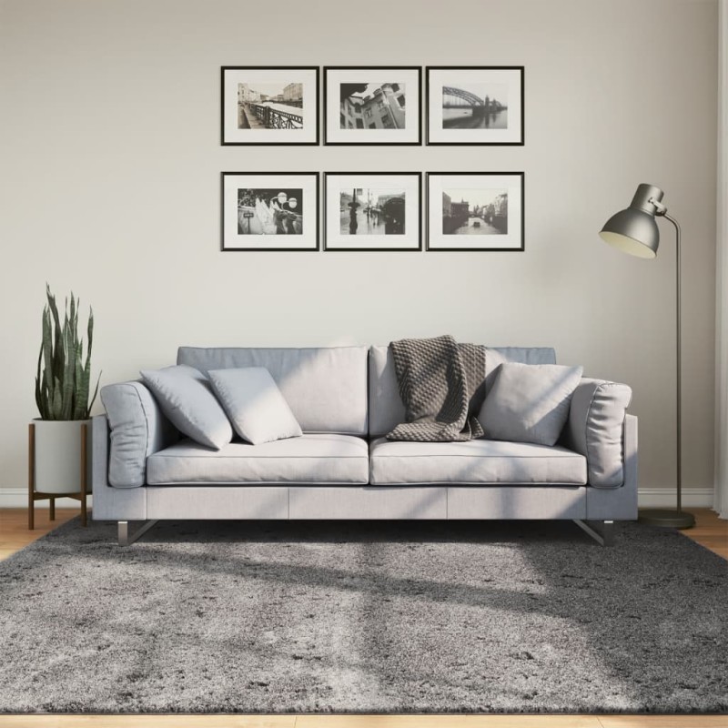 Tapete pelo curto macio e lavável HUARTE 200x200 cm antracite-Tapetes-Home Retail