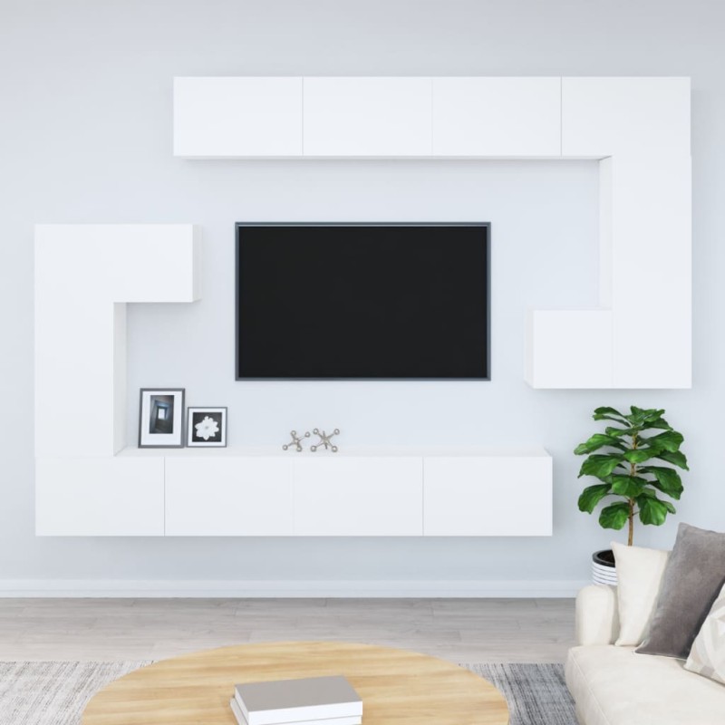 Móvel p/ TV de montagem na parede madeira processada branco-Móveis de TV-Home Retail