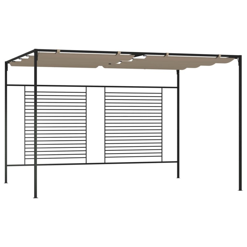 Gazebo c/ telhado retrátil 3x4x2,3 m 180 g/m² cinza-acastanhado-Toldos e gazebos-Home Retail