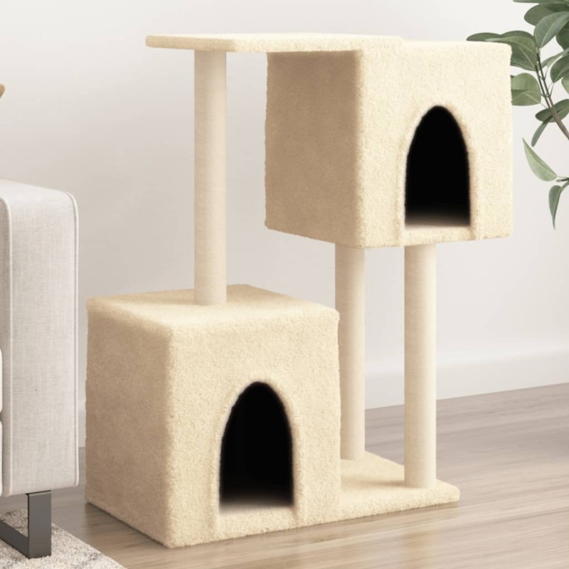 Árvore para gatos c/ postes arranhadores sisal 86 cm cor creme-Móveis para gatos-Home Retail