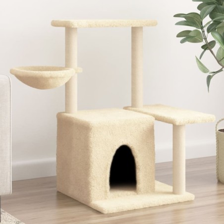 Árvore para gatos c/ postes arranhadores sisal 83 cm cor creme