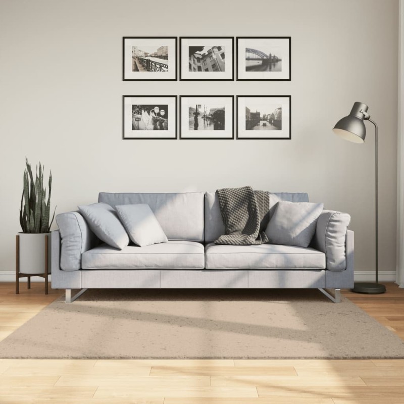 Tapete pelo curto macio e lavável HUARTE 160x160 cm cor areia-Tapetes-Home Retail