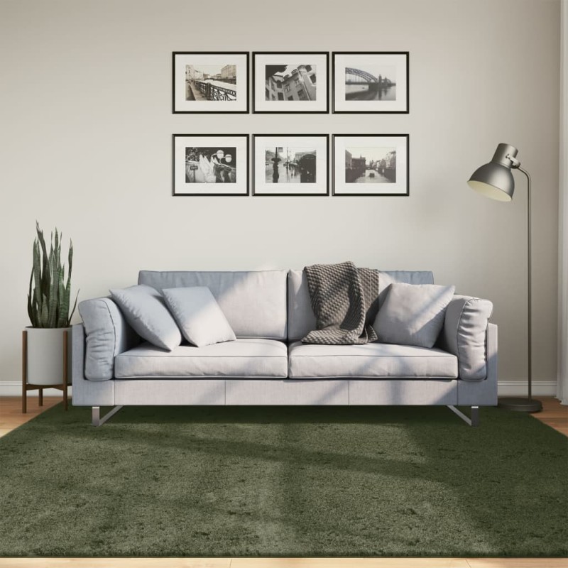 Tapete pelo curto macio lavável HUARTE 200x200cm verde-floresta-Tapetes-Home Retail