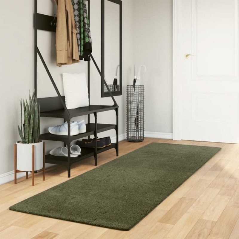 Tapete pelo curto macio lavável HUARTE 80x250 cm verde-floresta-Tapetes-Home Retail