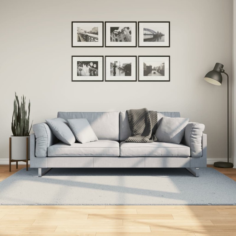 Tapete pelo curto macio e lavável HUARTE 140x200 cm azul-Tapetes-Home Retail