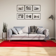 Tapete pelo curto macio e lavável HUARTE 100x200 cm vermelho