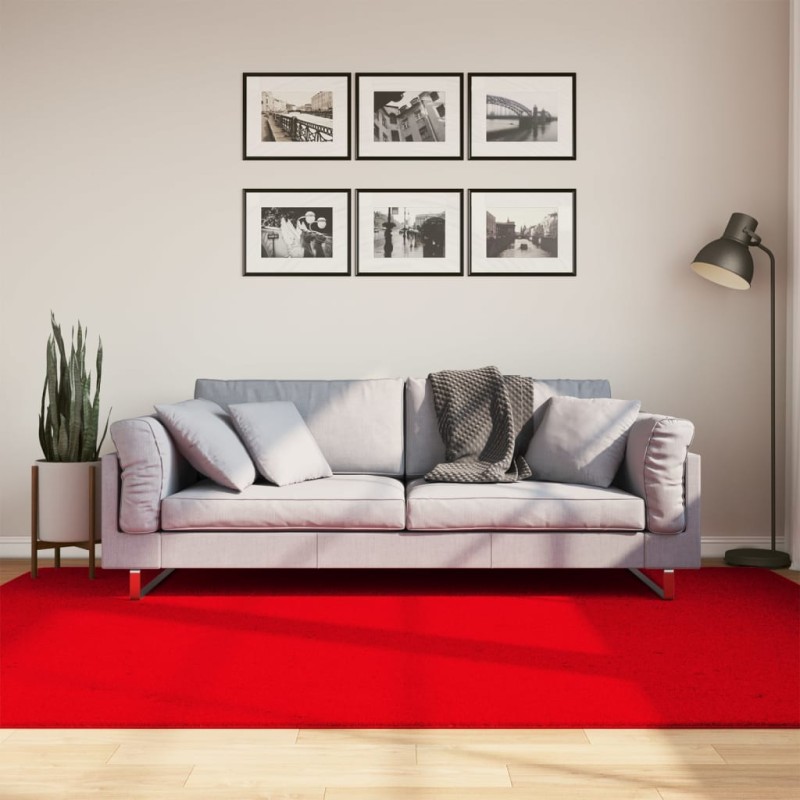 Tapete pelo curto macio e lavável HUARTE 160x230 cm vermelho-Tapetes-Home Retail