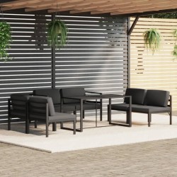 7 pcs conjunto lounge jardim com almofadões alumínio antracite