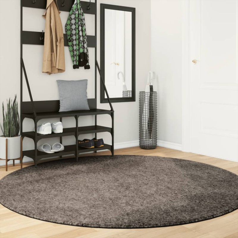 Tapete de pelo alto com aspeto brilhante ISTAN Ø200cm cinzento-Tapetes-Home Retail