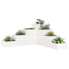 Floreira de jardim c/ 4 níveis 80,5x79x36cm pinho maciço branco