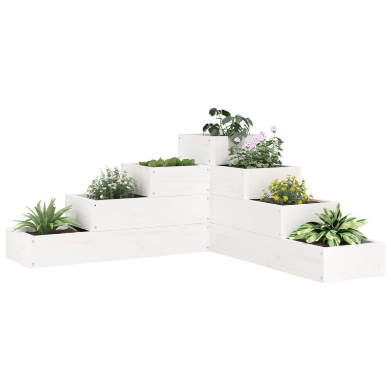 Floreira de jardim c/ 4 níveis 80,5x79x36cm pinho maciço branco-Vasos e floreiras-Home Retail