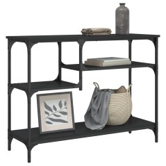 Mesa consola c/ prateleiras 100x35x75 cm preto