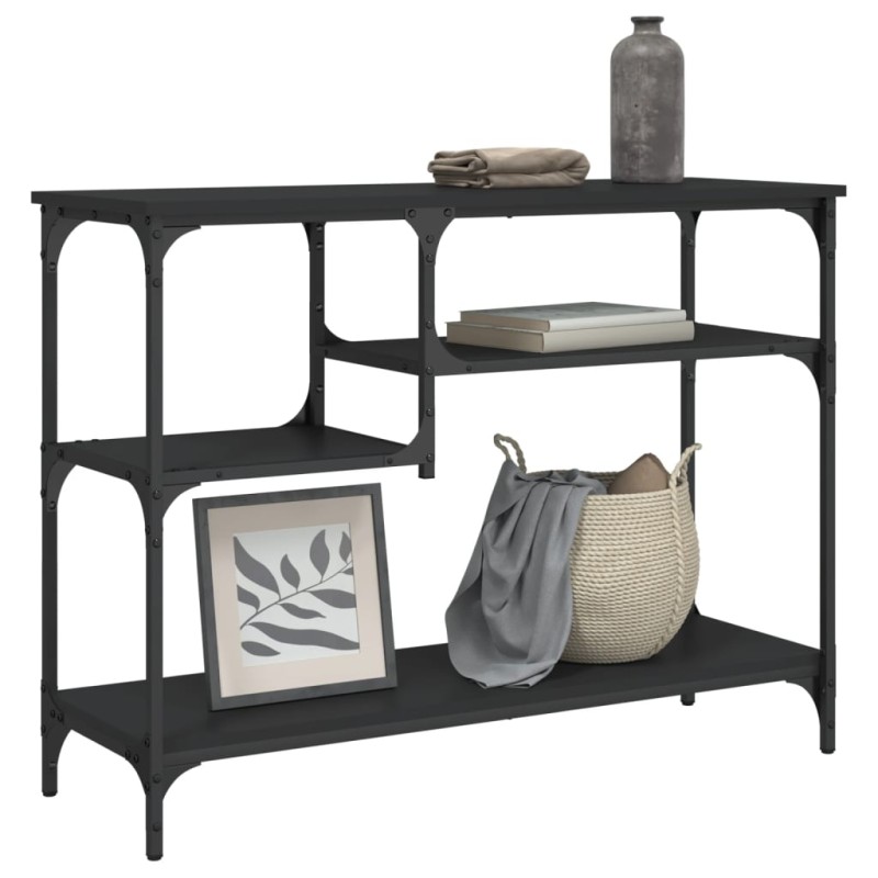 Mesa consola c/ prateleiras 100x35x75 cm preto-Mesas de apoio-Home Retail