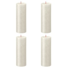 Bolsius Velas rústicas cilíndricas Shimmer 4 pcs 190x68 mm marfim