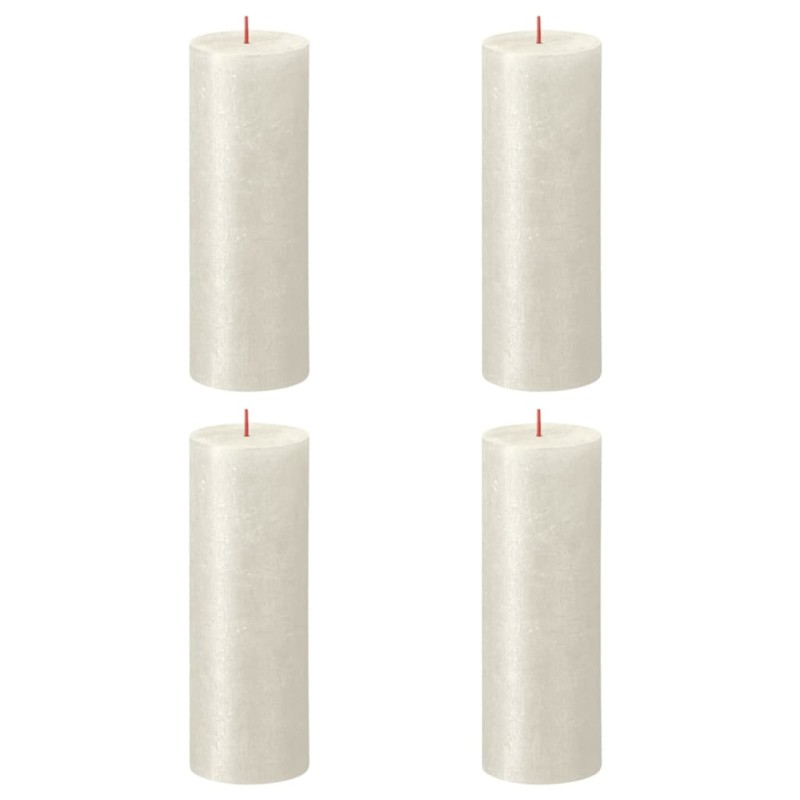 Bolsius Velas rústicas cilíndricas Shimmer 4 pcs 190x68 mm marfim-Velas-Home Retail