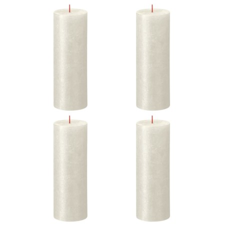 Bolsius Velas rústicas cilíndricas Shimmer 4 pcs 190x68 mm marfim