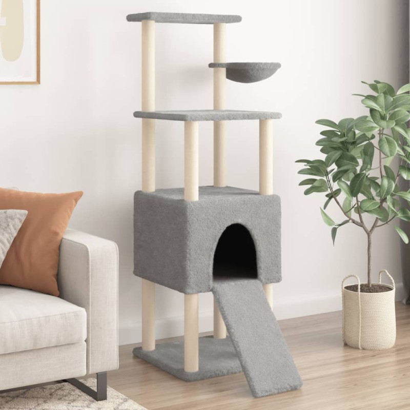 Árvore p/ gatos c/ postes arranhadores sisal 153 cm cinza-claro-Móveis para gatos-Home Retail