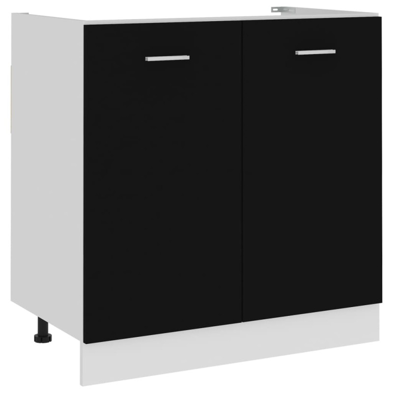 Armário inferior lava-loiça 80x46x81,5 derivados madeira preto-Armários de cozinha-Home Retail