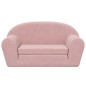 Sofá-cama infantil de 2 lugares pelúcia macia rosa