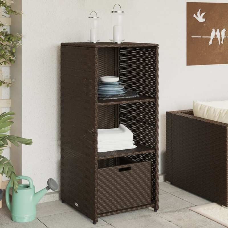 Armário de arrumação para jardim 50x55x115 cm vime PE castanho-Baús para armazenamento exterior-Home Retail