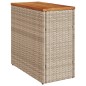 Mesa apoio jardim c/ tampo madeira 58x27,5x55 cm vime PE bege