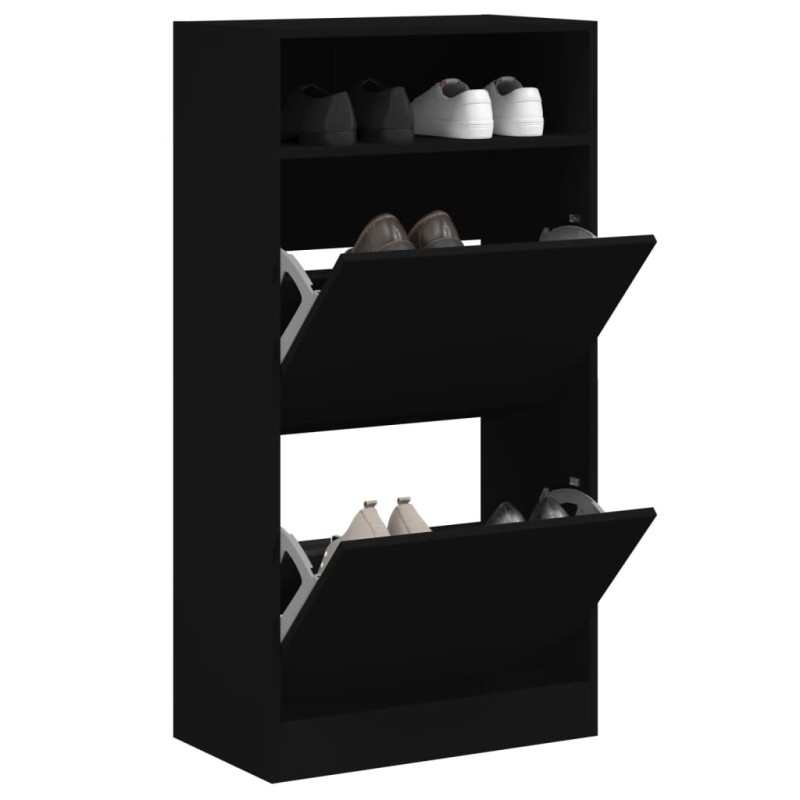 Sapateira 60x34x116 cm derivados de madeira preto-Sapateiras e organizadores-Home Retail