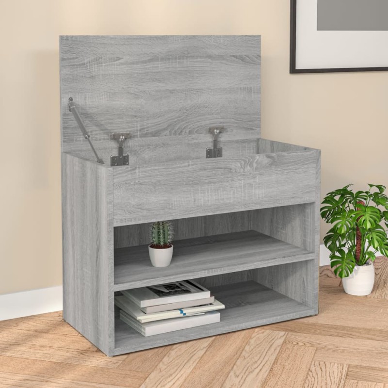 Banco sapateira 60x30x45cm derivados de madeira cinzento sonoma-Sapateiras e organizadores-Home Retail