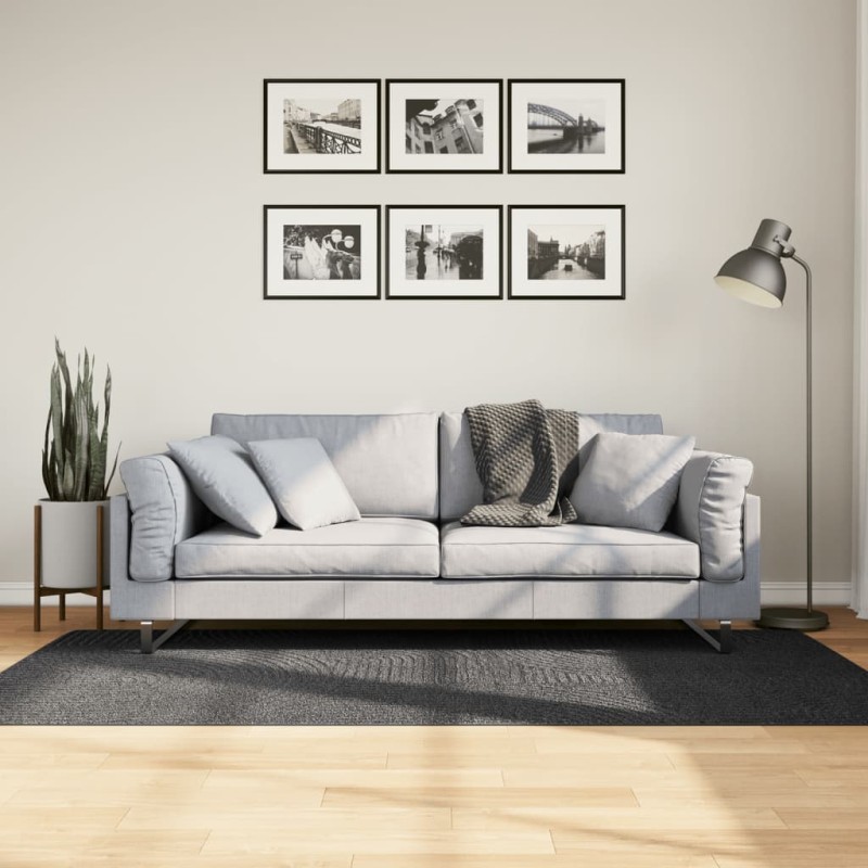 Tapete de pelo curto IZA visual escandinavo 100x200cm antracite-Tapetes-Home Retail