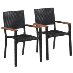 Cadeiras de exterior 2 pcs vime PE preto